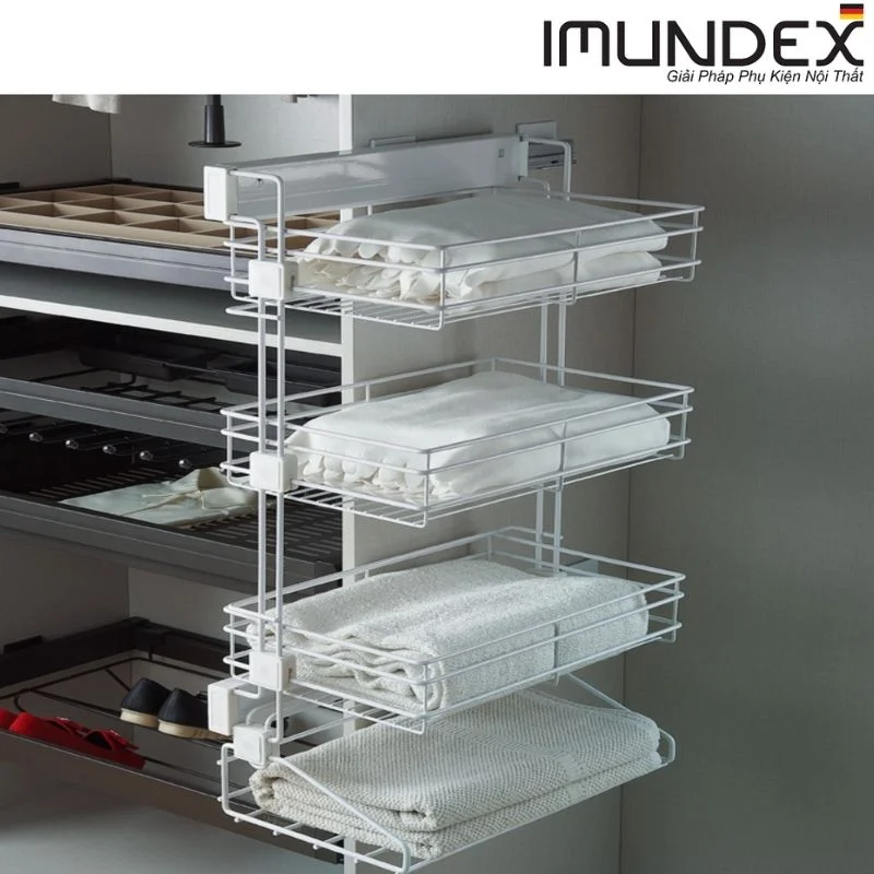 Kệ quần áo 4 tầng với ray giảm chấn Imundex 7906001