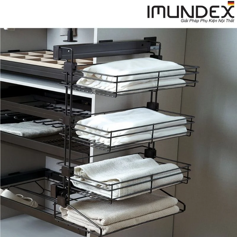 Kệ quần áo 4 tầng với ray giảm chấn Imundex 7906101