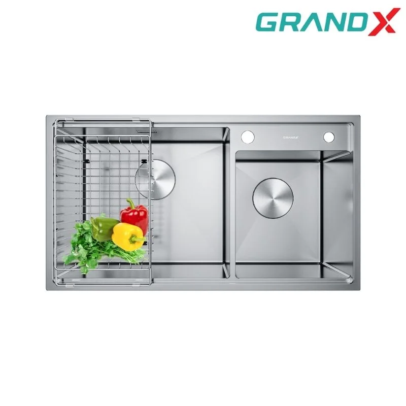 Chậu rửa chén 2 hộc inox 304 GrandX GX8648DS