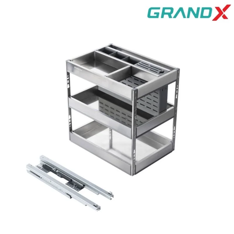 Giá dao thớt gia vị 300mm Inox 304 hộp GrandX XK.B25S