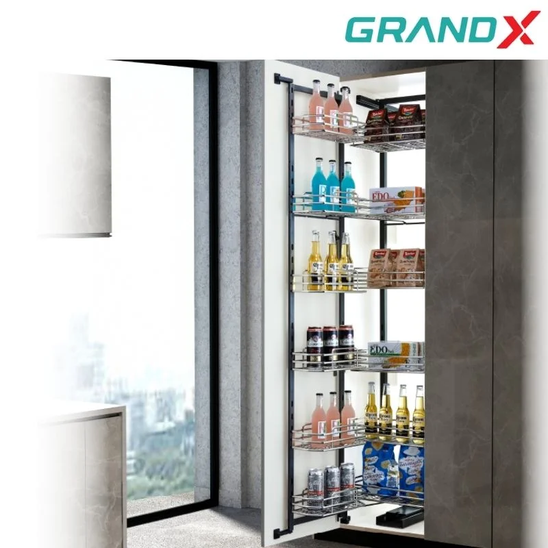 Tủ đồ khô 6 tầng 450mm Inox 304 nan Oval GrandX XPR.450M cánh mở