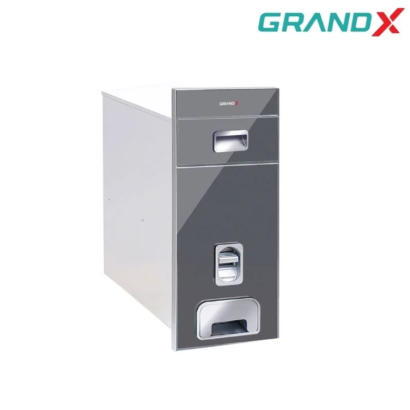 Thùng gạo mặt gương màu xám 300mm inox GrandX XR.G301G