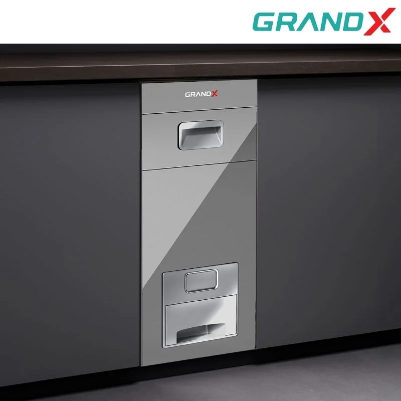 Thùng gạo mặt gương nút nhấn 300mm inox GrandX XR.G302M