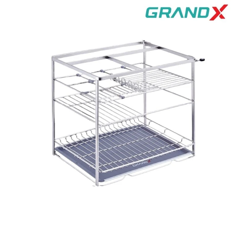 Giá gia vị 300mm rổ, ray, khung Inox 304 nan dẹt GrandX XS.30S2