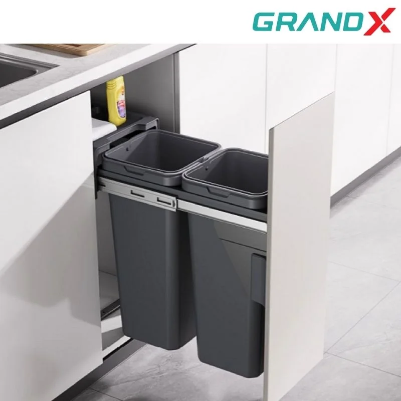 Thùng rác đôi cánh kéo âm tủ 300mm GrandX XW.D30M