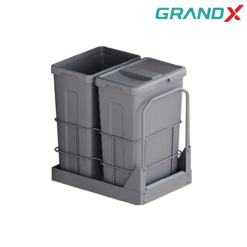Thùng rác đôi cánh kéo âm tủ 400mm GrandX XW.D40M