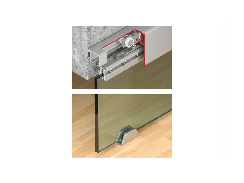 Bộ phụ kiện trượt cửa kính 120kg Hafele 941.25.014
