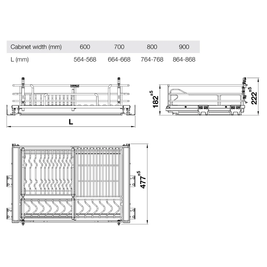 Kệ để chén đĩa Hafele 900mm Inox 304 549.04.047