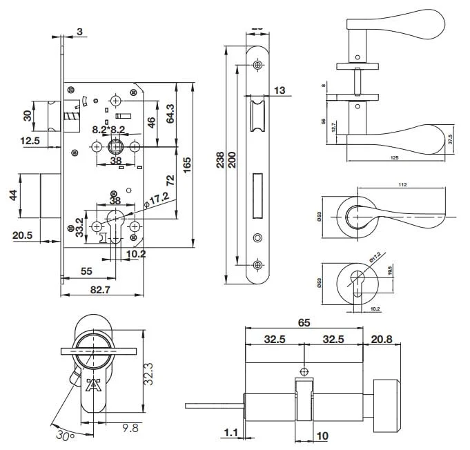 Bộ tay nắm gạt cửa đi DIY Häfele 499.63.802
