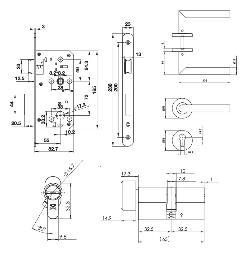 Bộ tay nắm cửa WC Hafele DIY 489.10.660
