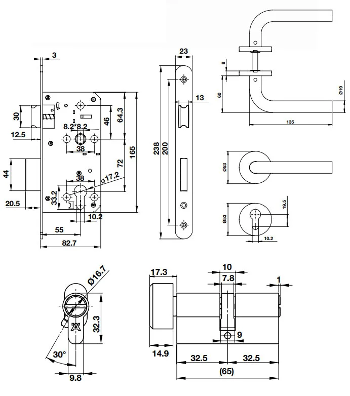 Bộ tay nắm cửa WC Hafele DIY 489.10.661