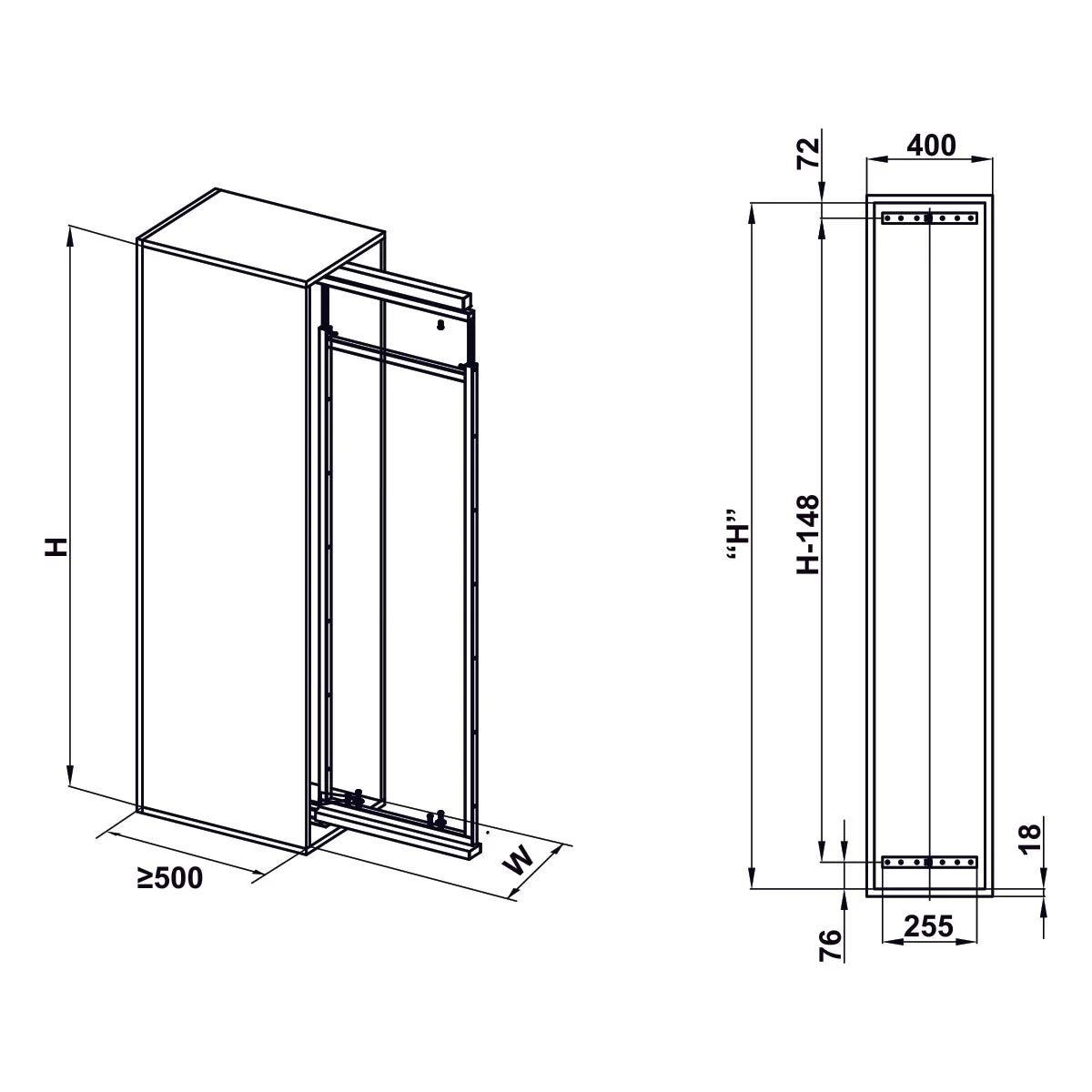 Rổ tủ đồ khô cánh kéo Hafele 400mm 548.65.005