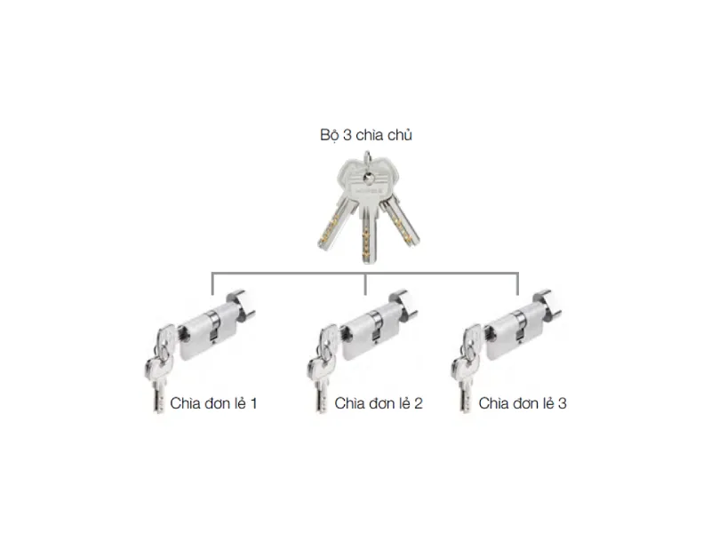 Bộ 3 ruột khóa chìa chủ một cấp Hafele 489.56.410
