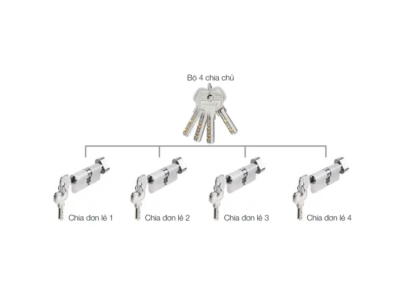 Bộ 4 ruột khóa chìa chủ một cấp Hafele 489.56.411
