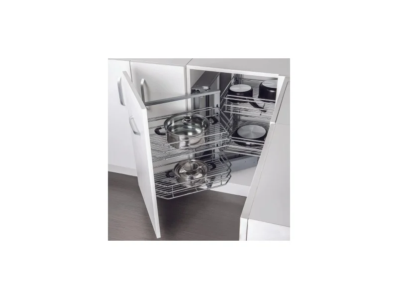 Kệ góc liên hoàn Hafele Inox 304 Mở trái 548.21.012