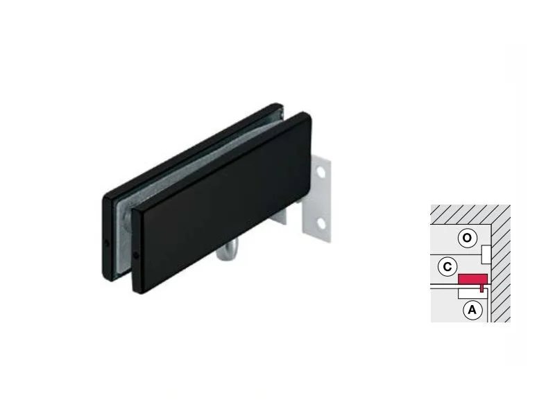 Kẹp Kính Trên Khung Gắn Tường Màu Đen Hafele 981.00.667